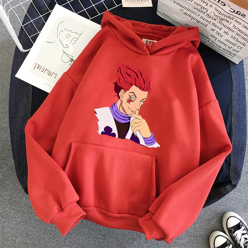 

Hisoka Profile unisex Sweatshirts Japanese Harajuku Ulzzang Stitching Printed Cartoon Hooded Sweatshirt Female Korean Clothing