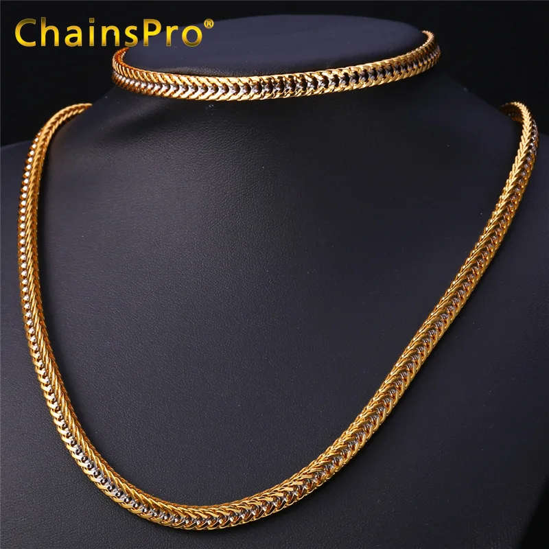 ChainsPro африканские Ювелирные наборы для мужчин двухцветные Франко звеньевые цепи