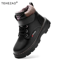 tehezao winter hiking boots leather boots boy fleece warm outdoor sports shoes soft ski boots boys childrens shoes kids shoes