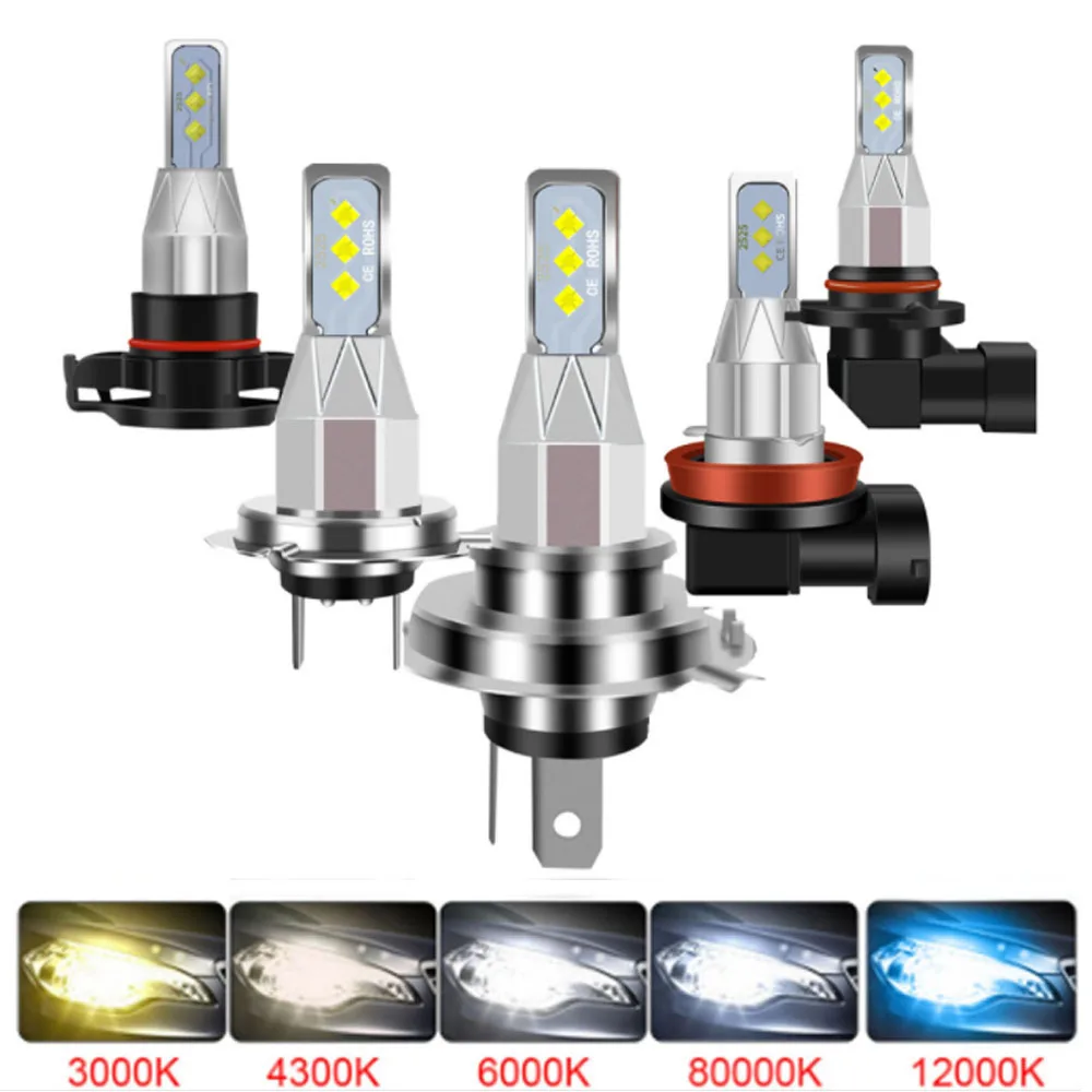 

2Pcs New 1:1 DESIGN Mini CSP 2525 Car Headlight H11 H4 H7 9005 9006 HB3 HB4 H1 H3 80W 20000LM 6000K 4300K Auto LED HeadLamps