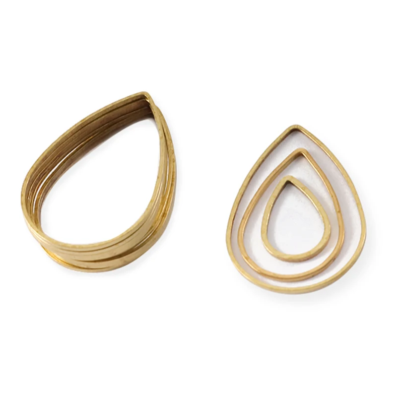 50pcs Geometric Frame Water Drop Pendant Raw Brass Charms Hollow Earrings Connectors DIY Jewelry Findings Accessories | Украшения и