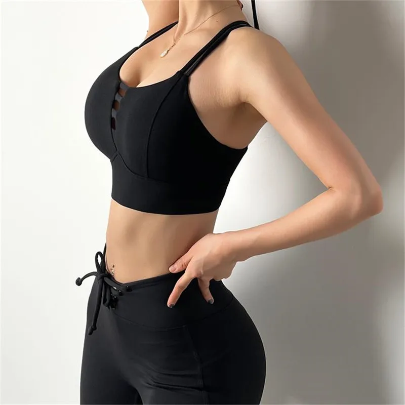 

Gym Running Crop Tops Women Nylon Fitness Yoga Sport Bras Tops Anti-sweat Padded Workout Brassiere