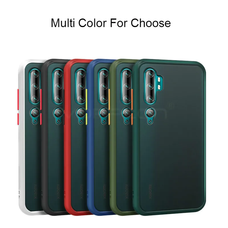 For Xiaomi Mi Note 10 Matte Translucent Case Soft TPU Frame Hard Clear Back Phone Cover for CC9 Pro Note10 |