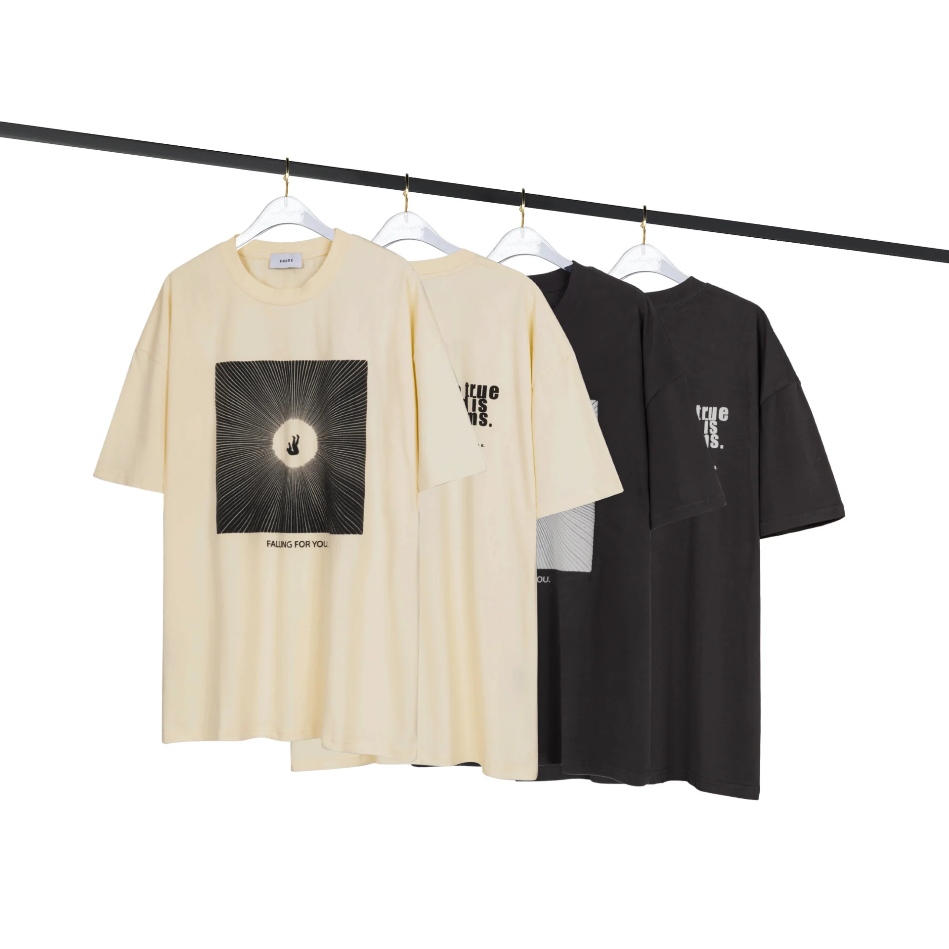 

High Street Brand Rhude Letter Printing Y2K Oversized T-shirt 2021 Men's Clothing Jujutsu Kaisen Men's T-shirt