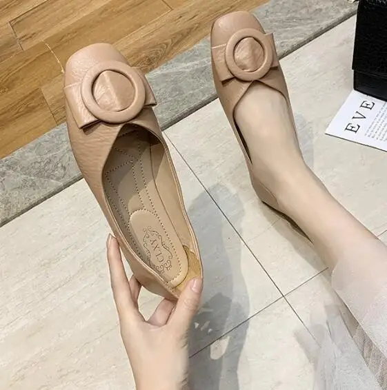 

Hot sale shoes woman Flock Casual flat shoes 2020 New Spring Autumn Square Toe Non-slip soft Women Flats zapatos de mujer