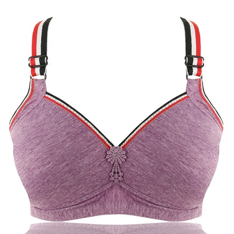 Плюс размер женский бюстгальтер беспроводной пуш ап кружевной тонкая чашка