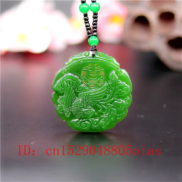 

Natural Green Chinese Jade Xi Phoenix Pendant Beads Necklace Fashion Charm Jadeite Jewelry Carved Amulet Gifts for Women Men