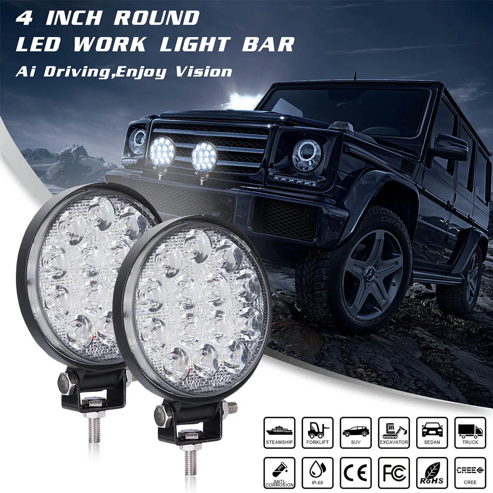 27W 42W 48W LED Off-Road/Offroad Light Bar 12V 24V Car Light For Jeep ATV UAZ SUV 4WD 4x4 Truck Tractor Off-road Spot Light Bulb