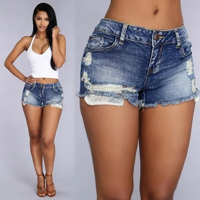 

Plus Size Sexy Mom Jeans Women High Waist Short Jeans Summer Distressed Washed Boyfriend Fashion Denim Shorts Trousees