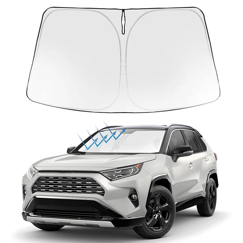 

Car Windshield Sunshade Protector for Toyota RAV4 2019-2022 Hybrid Prime LE, XLE, XLE Premium, Adventure Silver