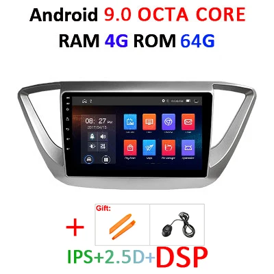 Ips DSP 4 Гб ОЗУ 64 Гб ПЗУ Android 9,0 Автомобильный gps для hyundai Verna Solaris Мультимедиа Навигация Радио стерео без DVD плеера - Цвет: 9.0 4G 64G DSP