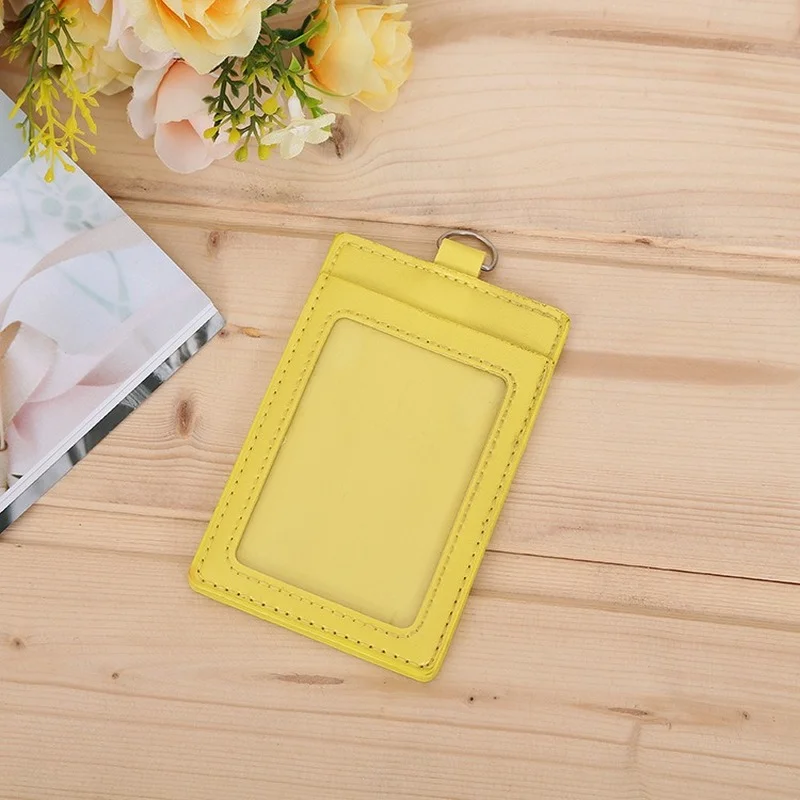 

1pc PU Leather ID Credit Bank Card Holder Students Bus Card Case Door Identity Badge Cards Cover