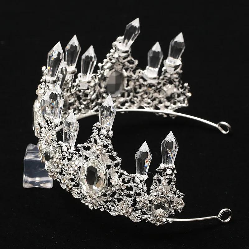 Свадебная тиара в стиле барокко простая корона принцессы стразы полукруглая
