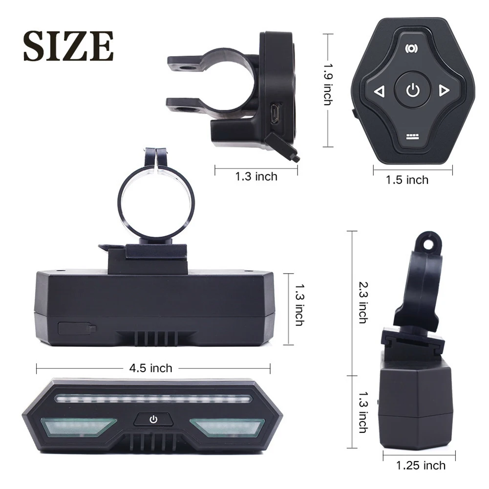 

Waterproof Rechargeable Wireless Bicycle Tail Light LED Smart Remote Control Riding Rear Turn Light Signal Lamp New June1
