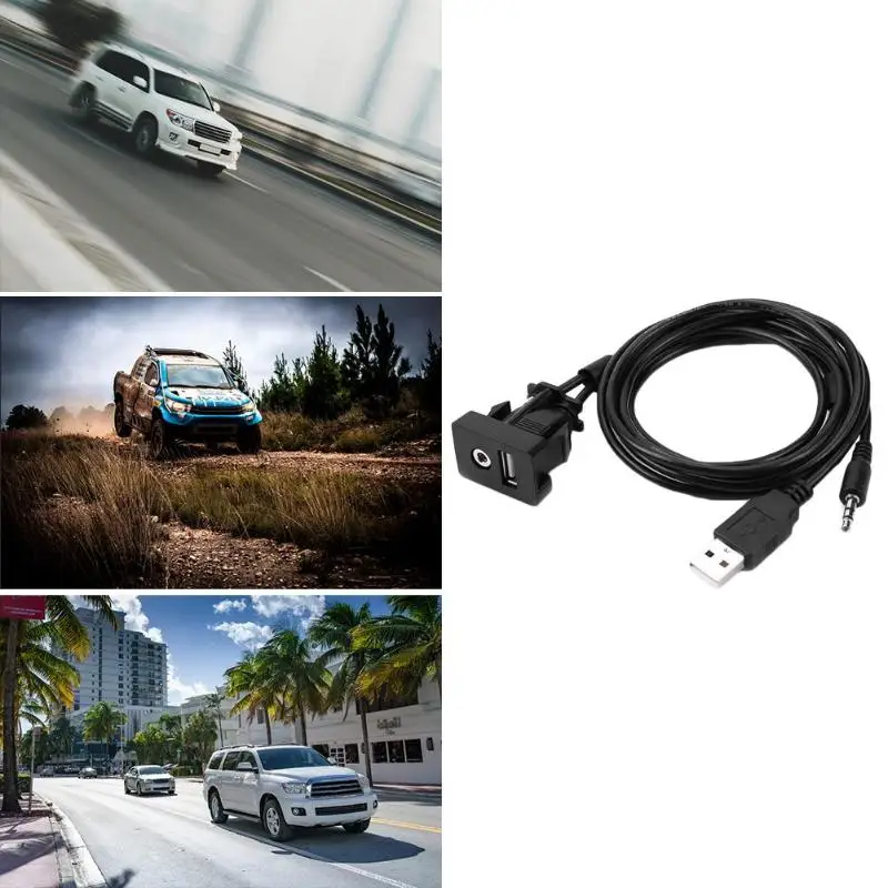 1 м Dash USB порт Панель 3 5 мм AUX удлинитель для Toyota Camry Corolla аудио разъем с поддержкой