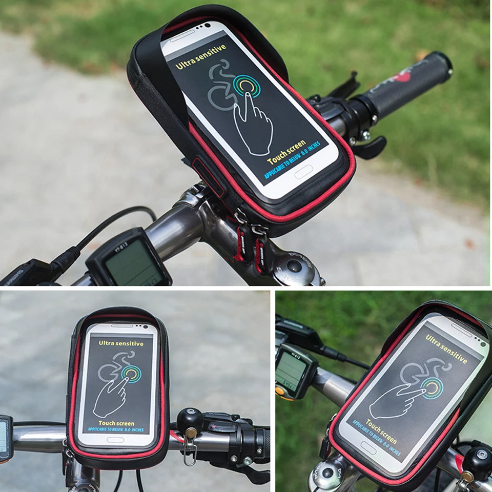 6 0 дюймов водонепроницаемая велосипедная сумка на переднюю трубу для мобильного