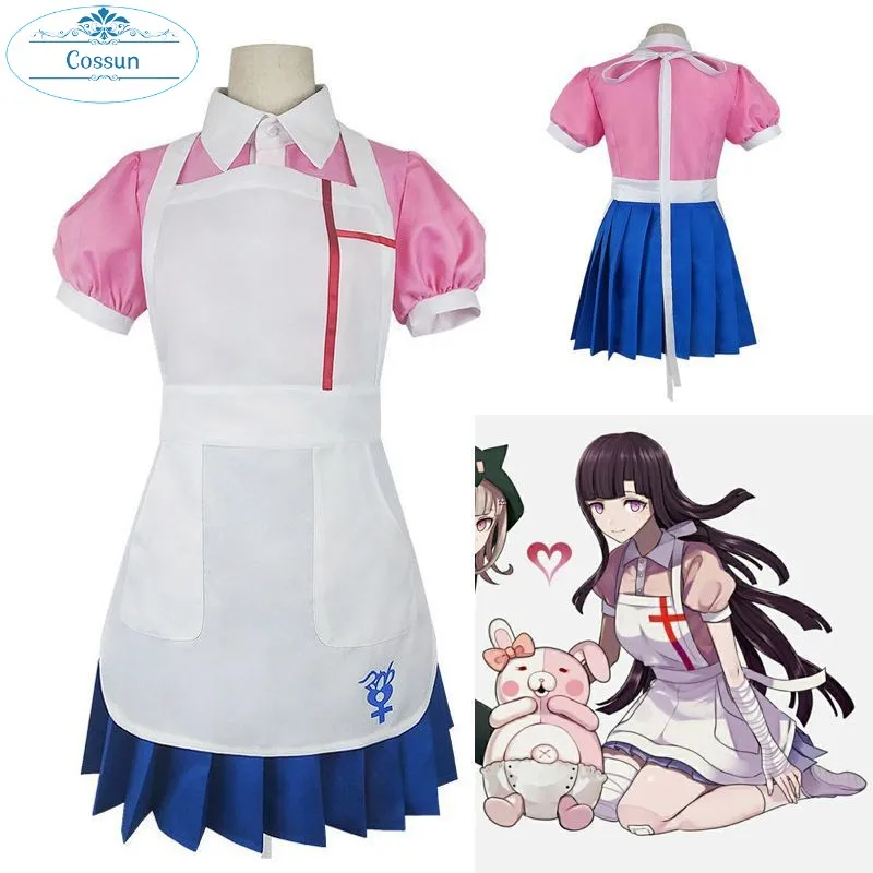 

Dangan Ronpa 2 Danganronpa Mikan Tsumiki Dress Cosplay Costume Uniform Skirt anime cosplay full set wig