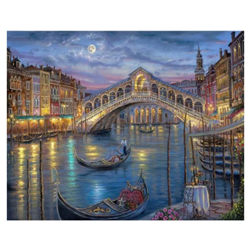 Aqua City in Moonlight набор для рукоделия алмазная квадратная картина вышивка