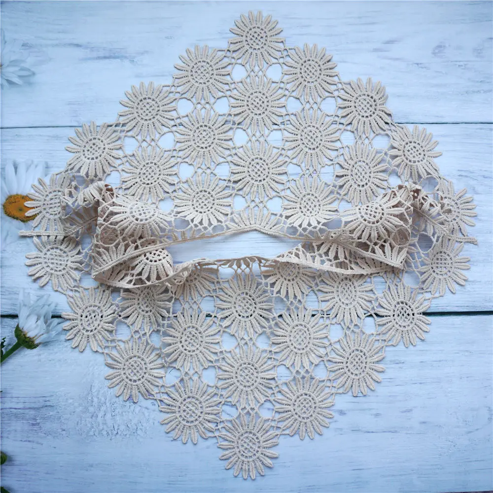 Бежевый воротник из цельной ткани вышитая Цветочная ажурная аппликация нашивка