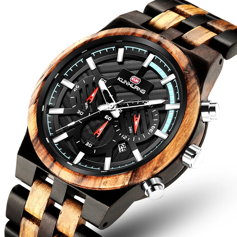 Часы мужские деревянные в стиле ретро брендовые роскошные стильные военные