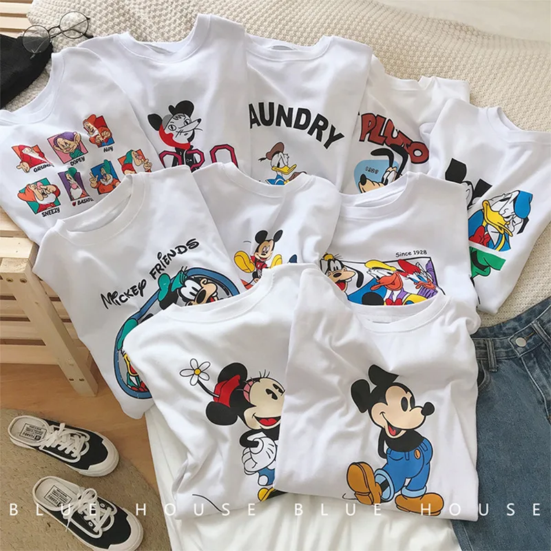 

Mickey Summer T-Shirt Women T-Shirts Loose Cartoon Harajuku Pullover Casual O Neck Short Sleeve Top Female Streetwear