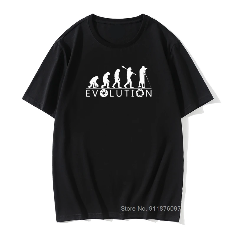 

Summer Photographer Evolution T-shirt Men Funny Cameraman Men Cotton Short Sleeve Graphic Harajuku T Shirts Photography Tees