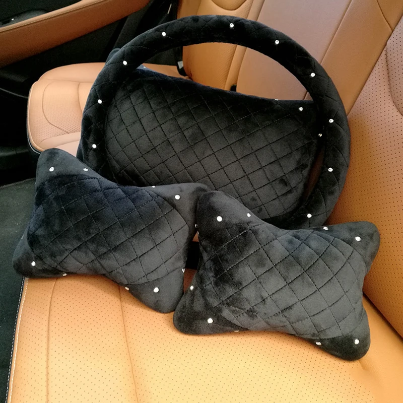 Чехол рулевого колеса автомобиля прошитой подошве Теплые зимние плюшевые