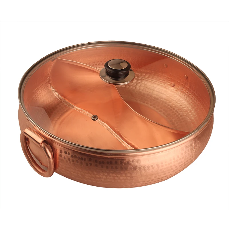 Uncoated copper hot pot thickened pot edge household induction cooker Mandarin duck pure copper stove hot pot anti-scalding