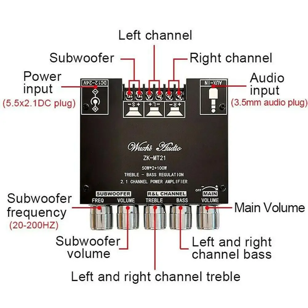 

2.1 Channel Bluetooth-compatible Digital Power Amplifier Module Audio Home Stereo Equalizer Amplifier Theater P5T0