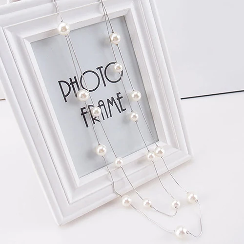 Жемчужное ожерелье для женщин длинные белые хрустальные бусины с застежкой