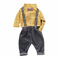 new children sportswear autumn baby girls clothes boys cotton shirt strap pants 2pcssets toddler casual costume kids tracksuits