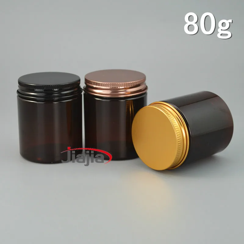 

Brown 80g Empty Plastic Jar Cosmetic Cream Lotion Container Pill Capsule Bath Salts Spice Small Travel Bottle Free Shipping