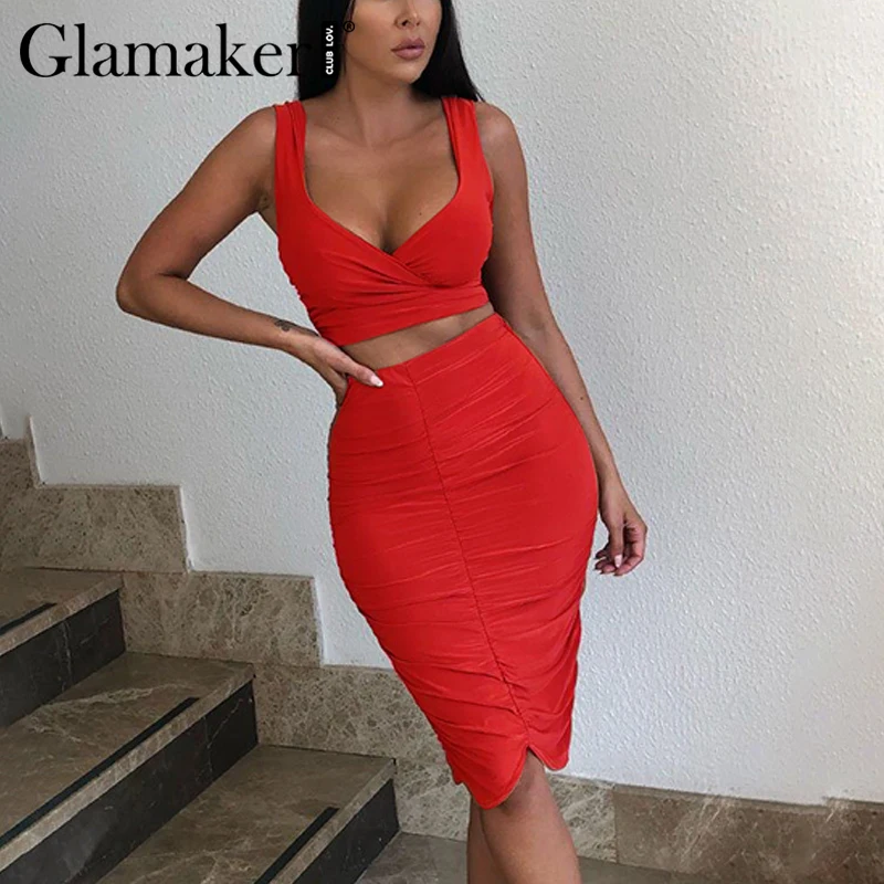 Женское платье с глубоким v-образным вырезом без рукавов | Женская одежда