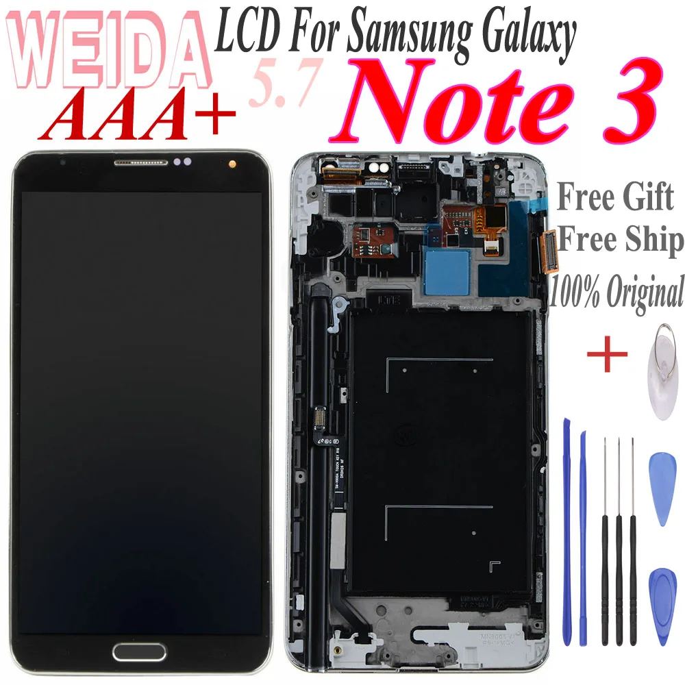 

WEIDA 5.7" For SAMSUNG Galaxy Note3 SM-N9005 SM-N900 LCD Display Touch Screen Digitizer Assembly For Samsung Note 3 with Frame