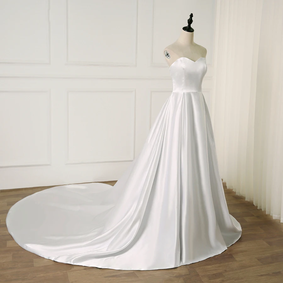Jiayigong Элегантное Атласное Милое Свадебное Платье Vestido De Noiva без рукавов