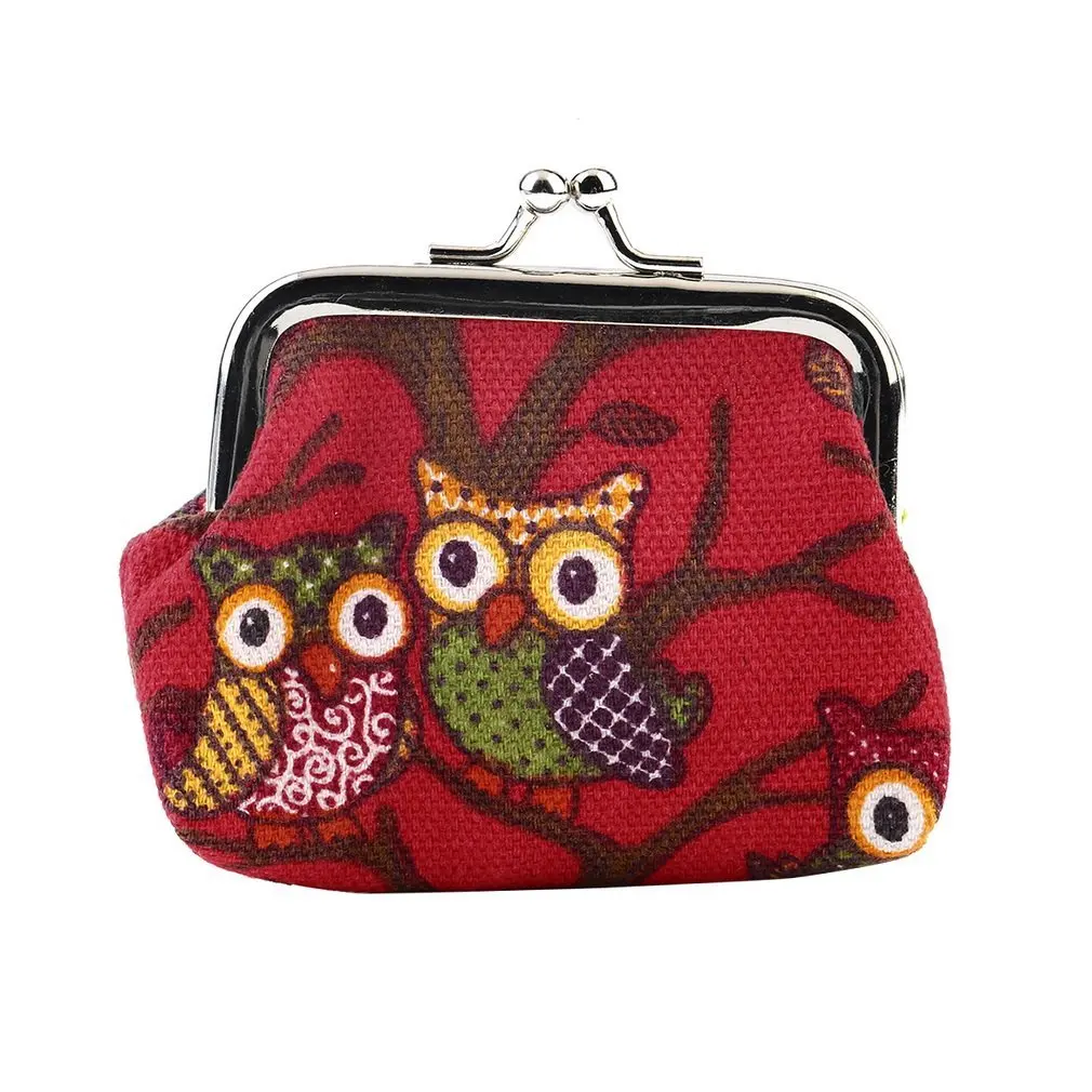 

Mini Size Canvas Special Square Shape Cute Multi-color Owl Design Coin Money Bag Purse Wallet For Women Girl Lady