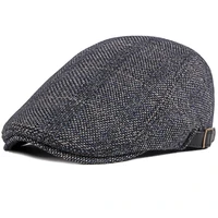 ht3422 beret cap high quality autumn winter hat vintage newsboy ivy flat cap warm plaid wool beret hat adjustable mens berets