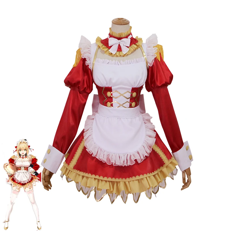 

Fate/Grand Order FGO Saber Nero, для косплея черный костюм горничной платье милое красное Лолита платье Хэллоуин Карнавальная Униформа на заказ