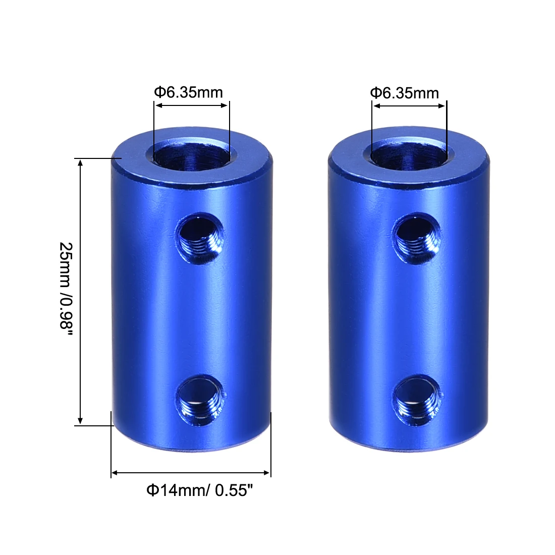 

uxcell 4pcs 6.35mm to 6.35mm Bore Rigid Coupling 25mm Length 14mm Diameter Blue for Model Car Model Boat Hardware Mould etc