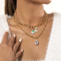 baroque imitation pearl cute graffiti rainbow lollipop strawberry pendant necklaces gold color chain choker necklaces for women