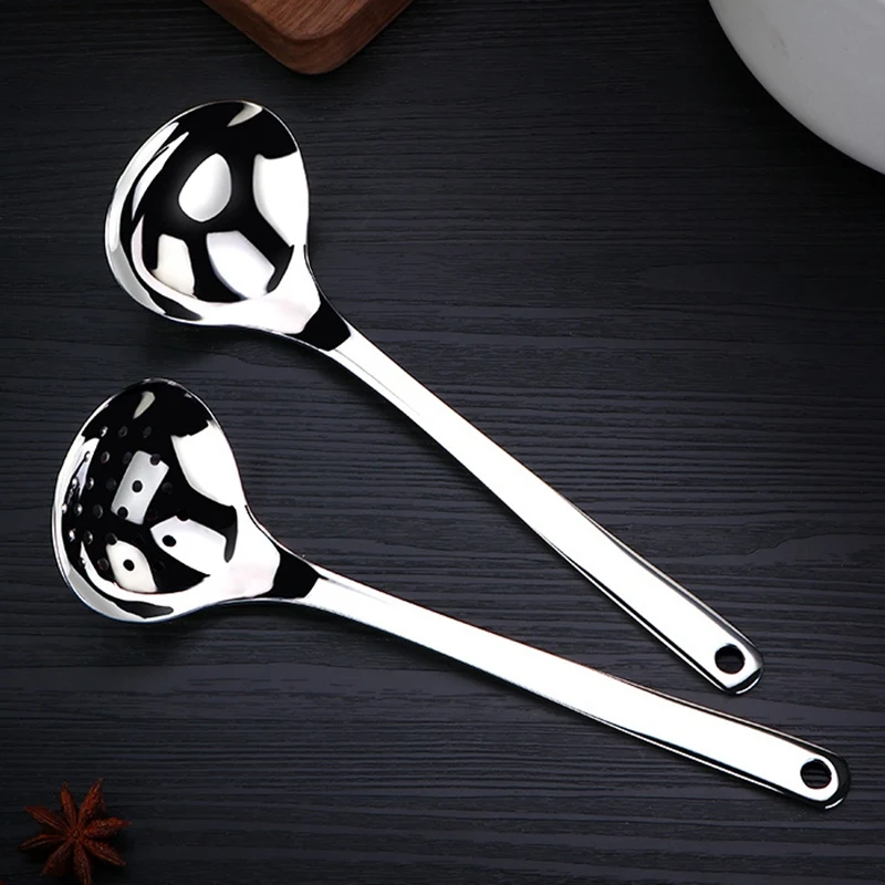 

2Pcs Colander Soup Spoon Shell Filter Stainless Steel Strainer Dessert Skimmer Porridge Spoon Cooking Tool Dinnerware