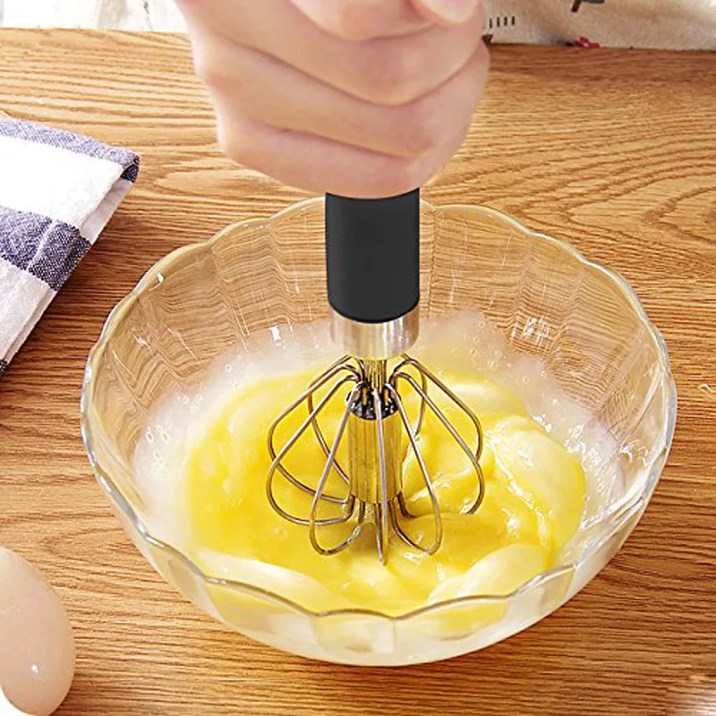 

Stainless Steel Semi-Automatic Whisks Manual Hand Mixer Self Turning Egg Stirrer Kitchen Accessories Egg Beater Tools#45