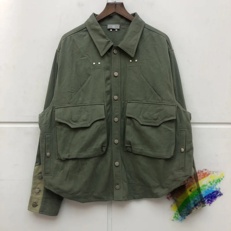 

Canvas Jacket Men Women High Quality Embroidered Logo Denim Jackets Multi Pocket Coat