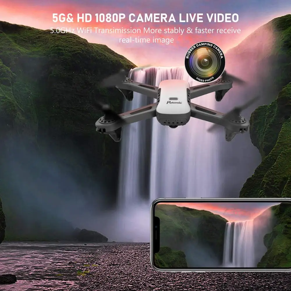 Potenisc Профессиональный радиоуправляемый Дрон D50 Follow Me 5G 1080P большой радиус действия с HD камерой gps Дрон FPV Квадрокоптер