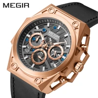 megir mens quartz wrist watch man with stainless steel case sports mens watches chronograph waterproof men quartz wristwatches