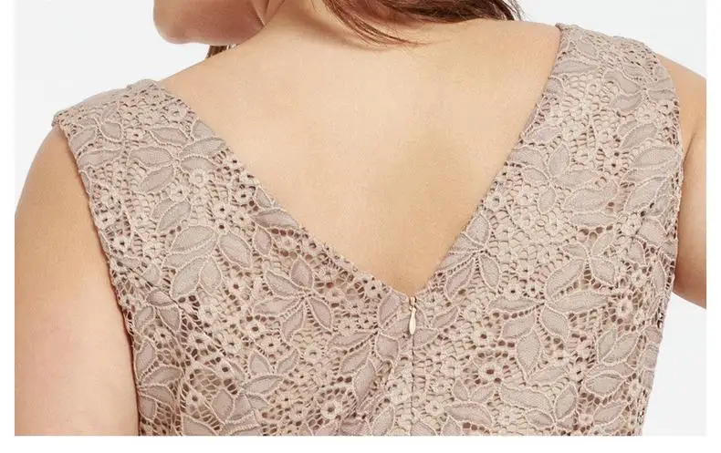 

Sexy Lace Hollow Out Sleeveless Dress Women 2021 Summer Casual Backless V-neck Collar Plus Size Slim Office Lady Party Dresses