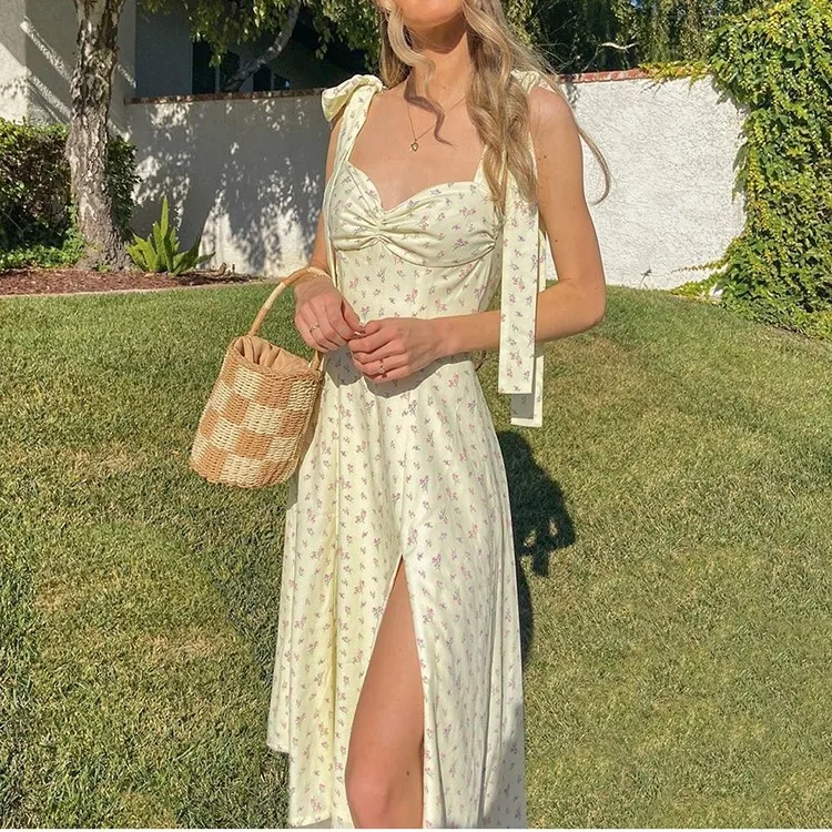 

Vintage 2021 Solid Button Midi Dress Sexy Party Club Bodycon Strapless High Split Dresses Women Spring Autumn Casual Vestidos