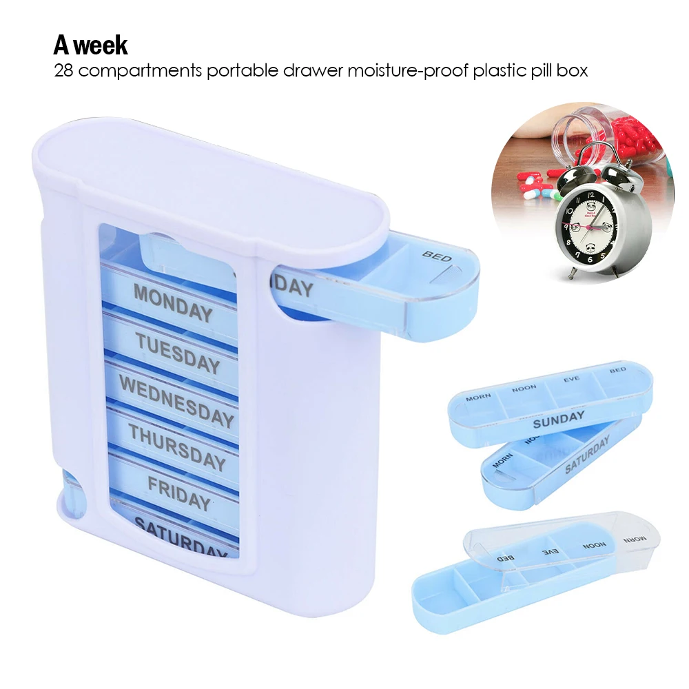 

7 Day Week Pill Box Organizer Tablet Holder Medicine Tablet Drug Holder Storage Box Pillbox Case Organizer Container Kit