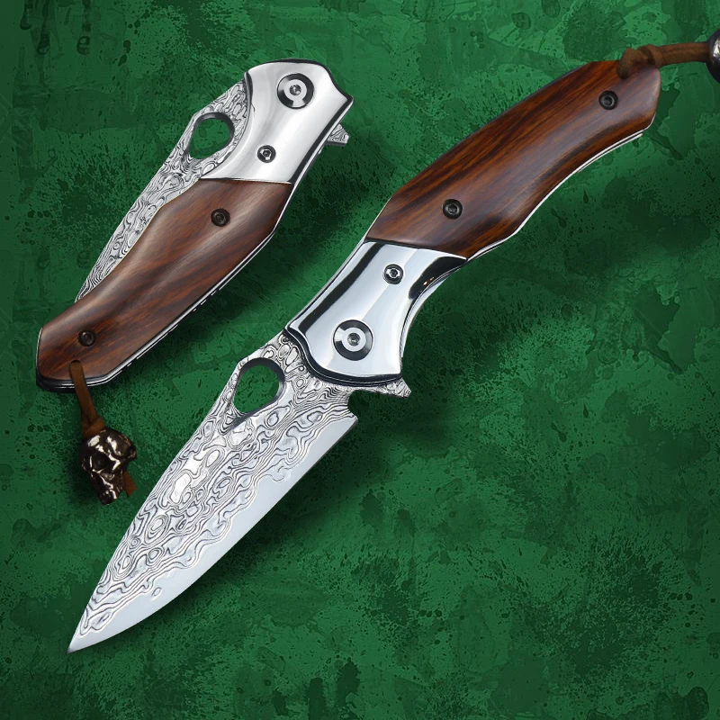 

Desert Ironwood Wooden Handle Pocket Folding Knife High Hardness Sharp VG10 Damascus Steel Portable Camping Survival EDC Tool