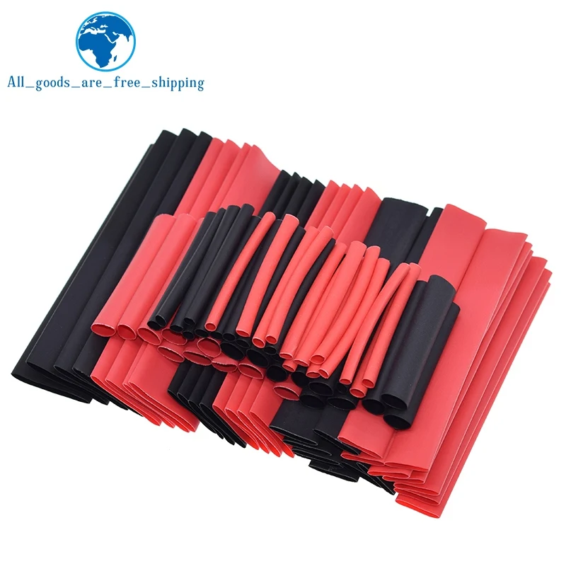 TZT 1set=150PCS 7.28m Black And Red 2:1 Assortment Heat Shrink Tubing Tube Car Cable Sleeving Wrap Wire Kit | Электронные